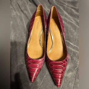 Coach high heels size 6.  Crocodile print purple.